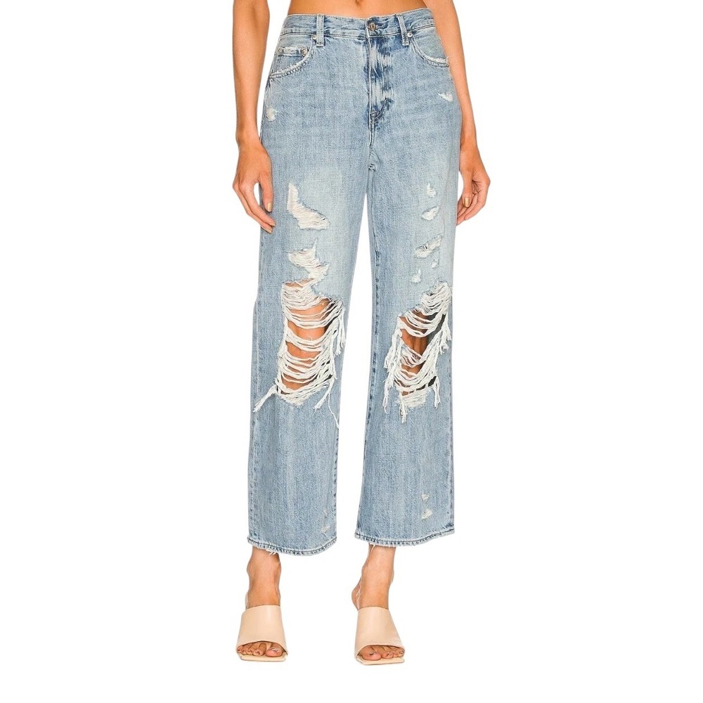 Pistola Bobbie High Rise Wide Leg Ankle Jean Rock or Bust Distressed 28